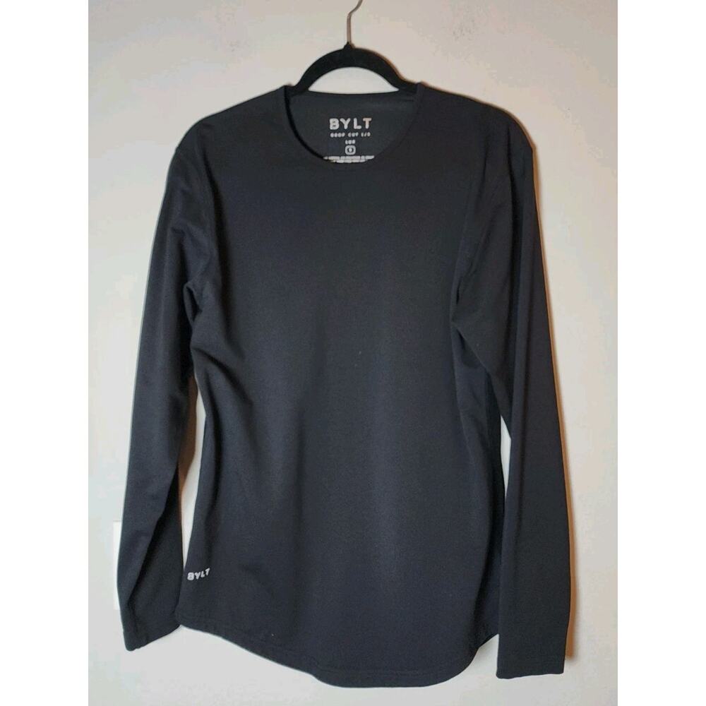 BYLT Black Drop Cut Long Sleeve Lux Top Shirt Men's Size Small Active